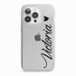 Personalised Black Script Name Heart Clear iPhone 13 Pro TPU Impact Case with White Edges