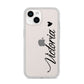 Personalised Black Script Name Heart Clear iPhone 14 Clear Tough Case Starlight