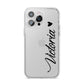 Personalised Black Script Name Heart Clear iPhone 14 Pro Max Clear Tough Case Silver
