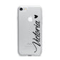 Personalised Black Script Name Heart Clear iPhone 7 Bumper Case on Silver iPhone