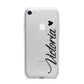 Personalised Black Script Name Heart Clear iPhone 7 Bumper Case on Silver iPhone