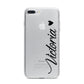 Personalised Black Script Name Heart Clear iPhone 7 Plus Bumper Case on Silver iPhone