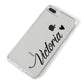 Personalised Black Script Name Heart Clear iPhone 8 Plus Bumper Case on Silver iPhone Alternative Image
