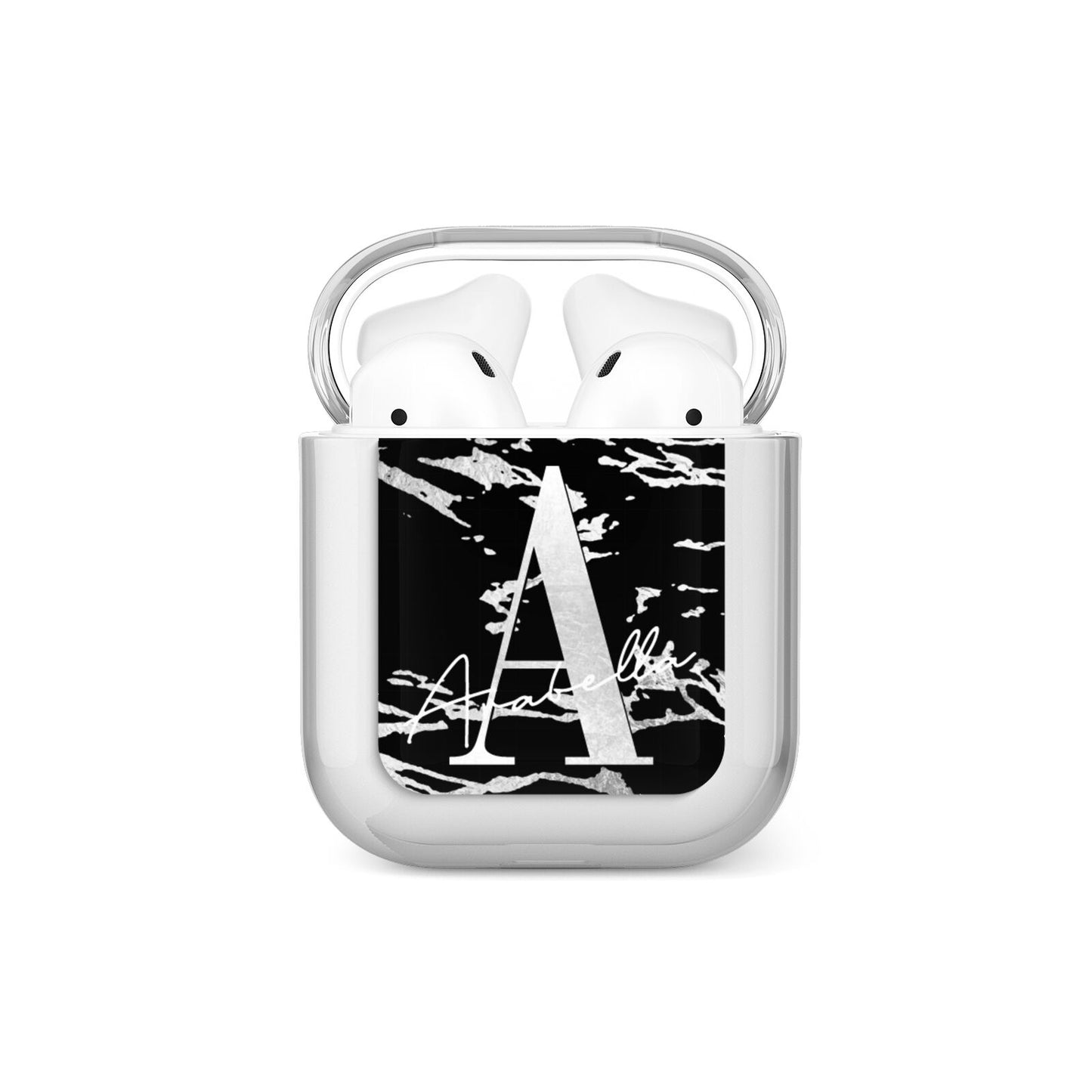 Personalised Black Silver Initial AirPods Case
