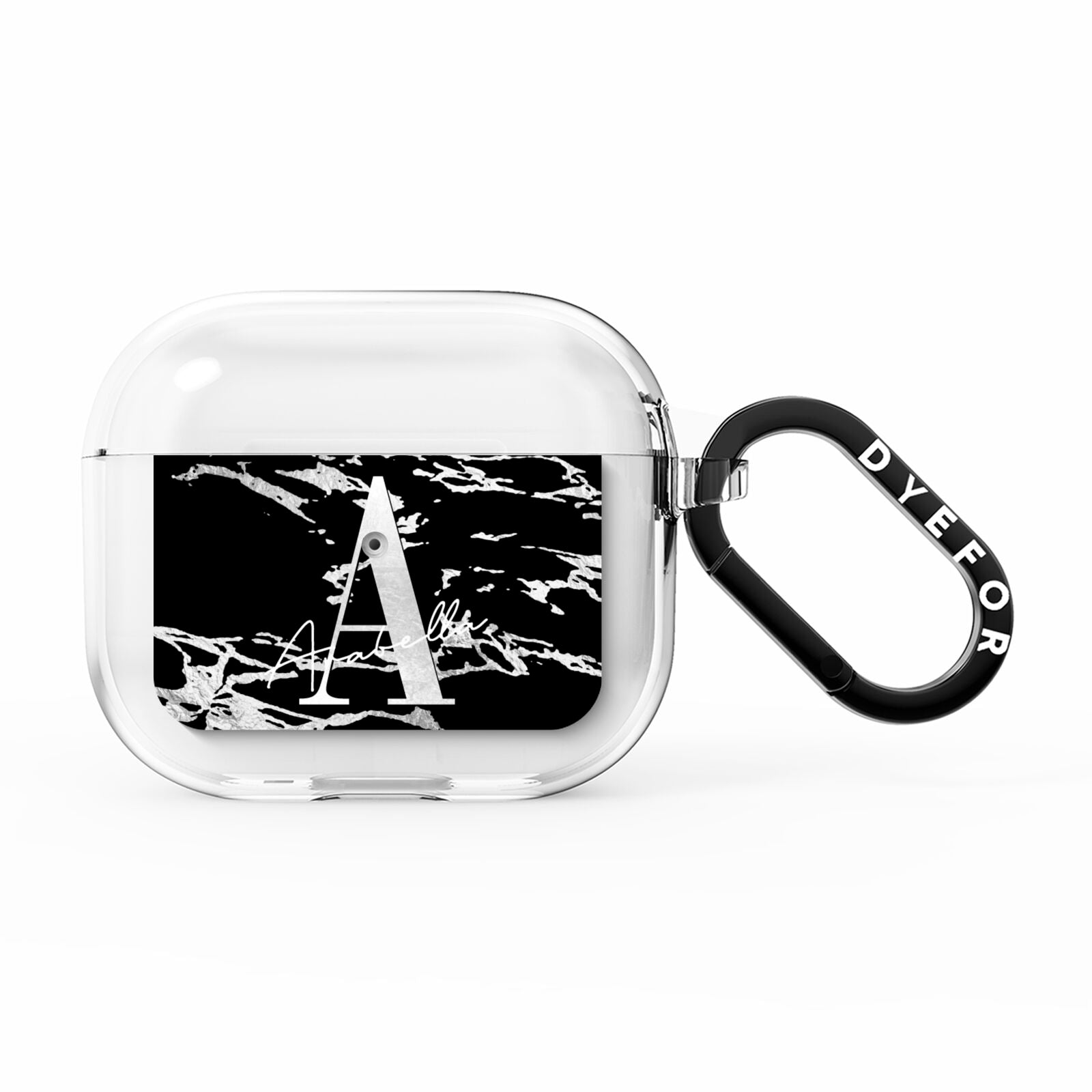 Personalised Black Silver Initial AirPods Clear Case 3rd Gen