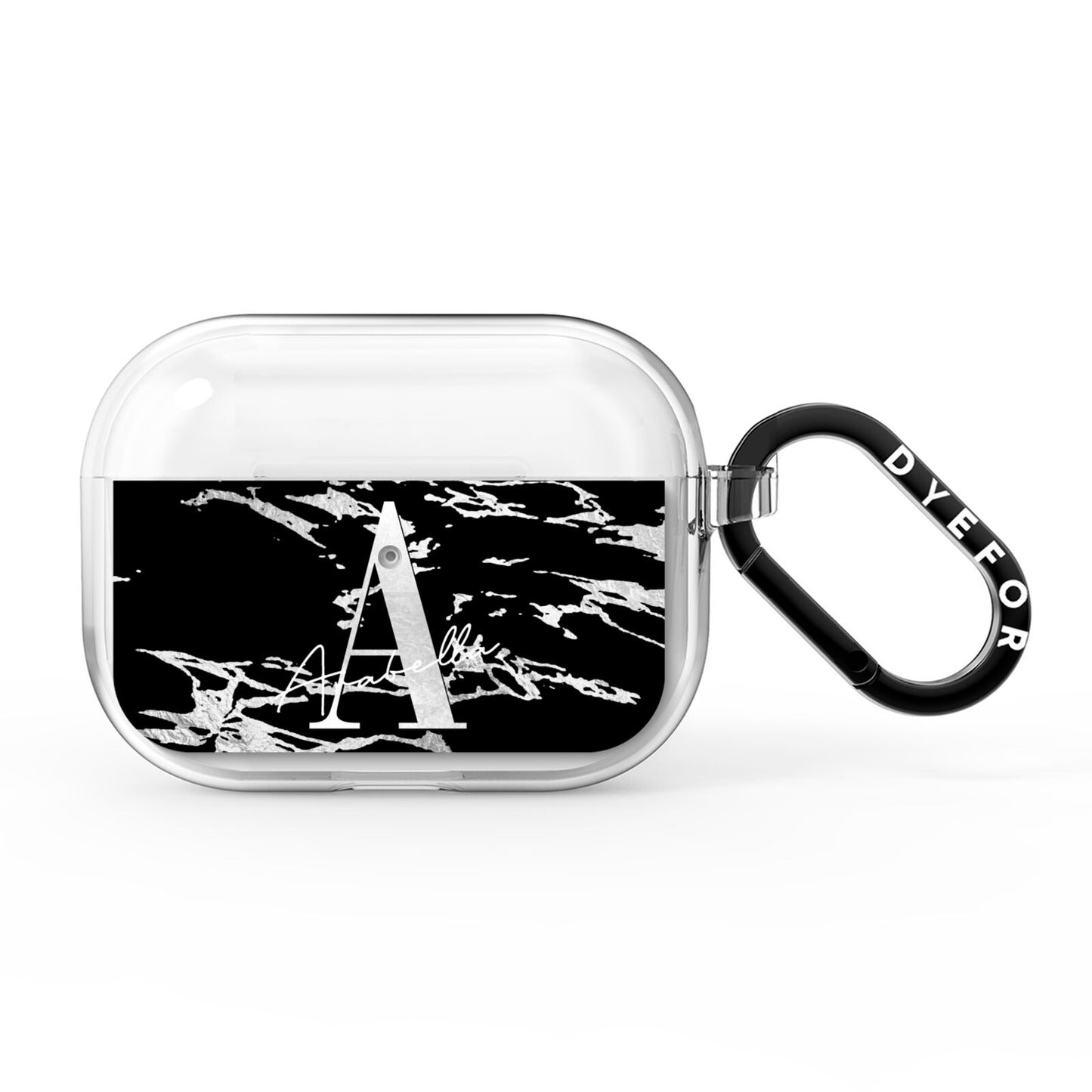 Personalised Black Silver Initial AirPods Pro Clear Case