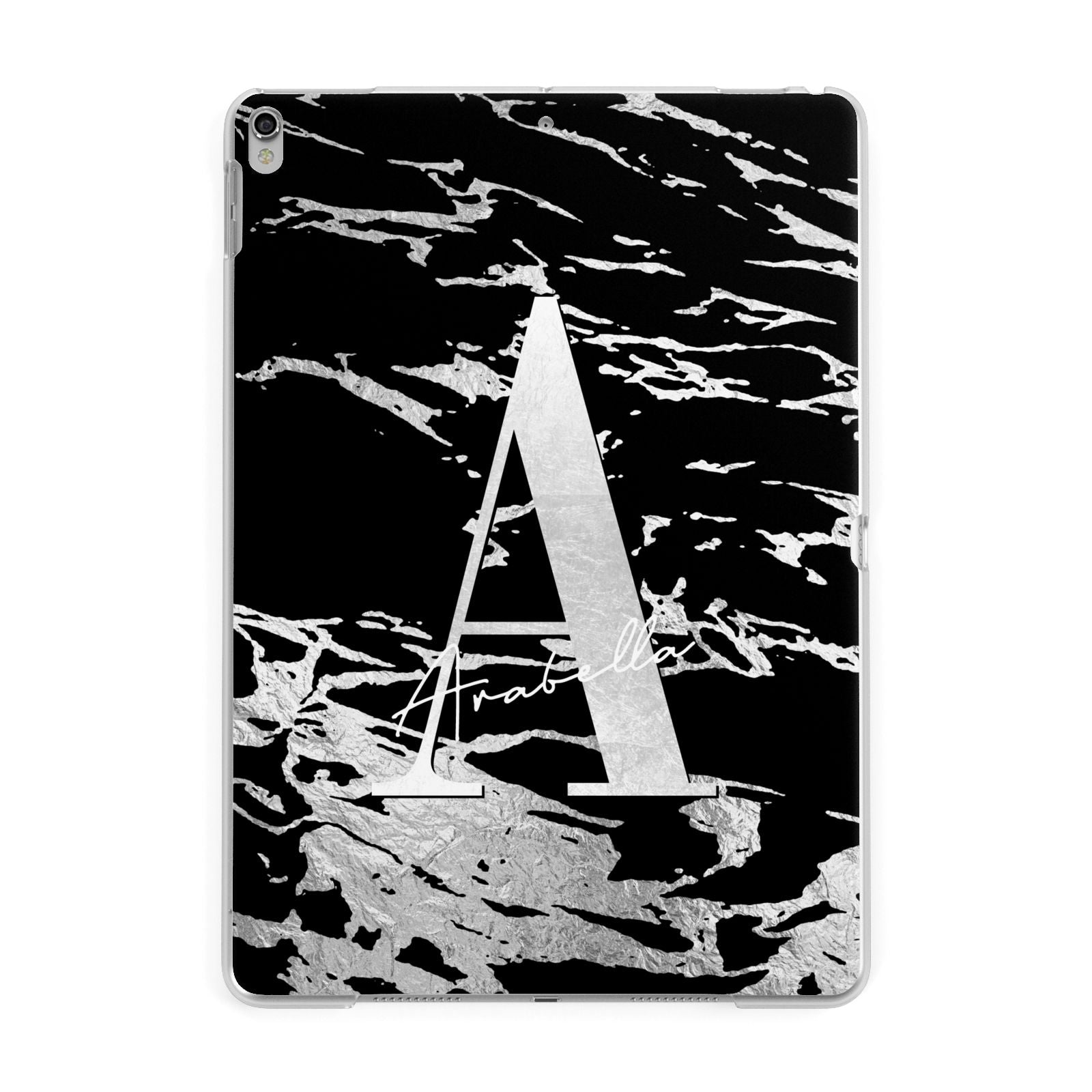 Personalised Black Silver Initial Apple iPad Silver Case