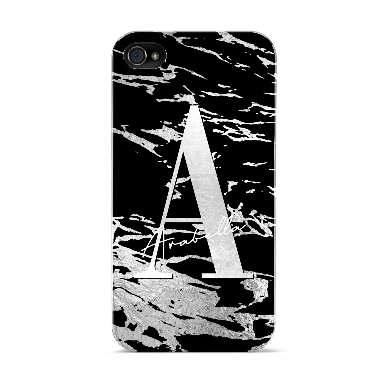 Personalised Black Silver Initial Apple iPhone 4s Case