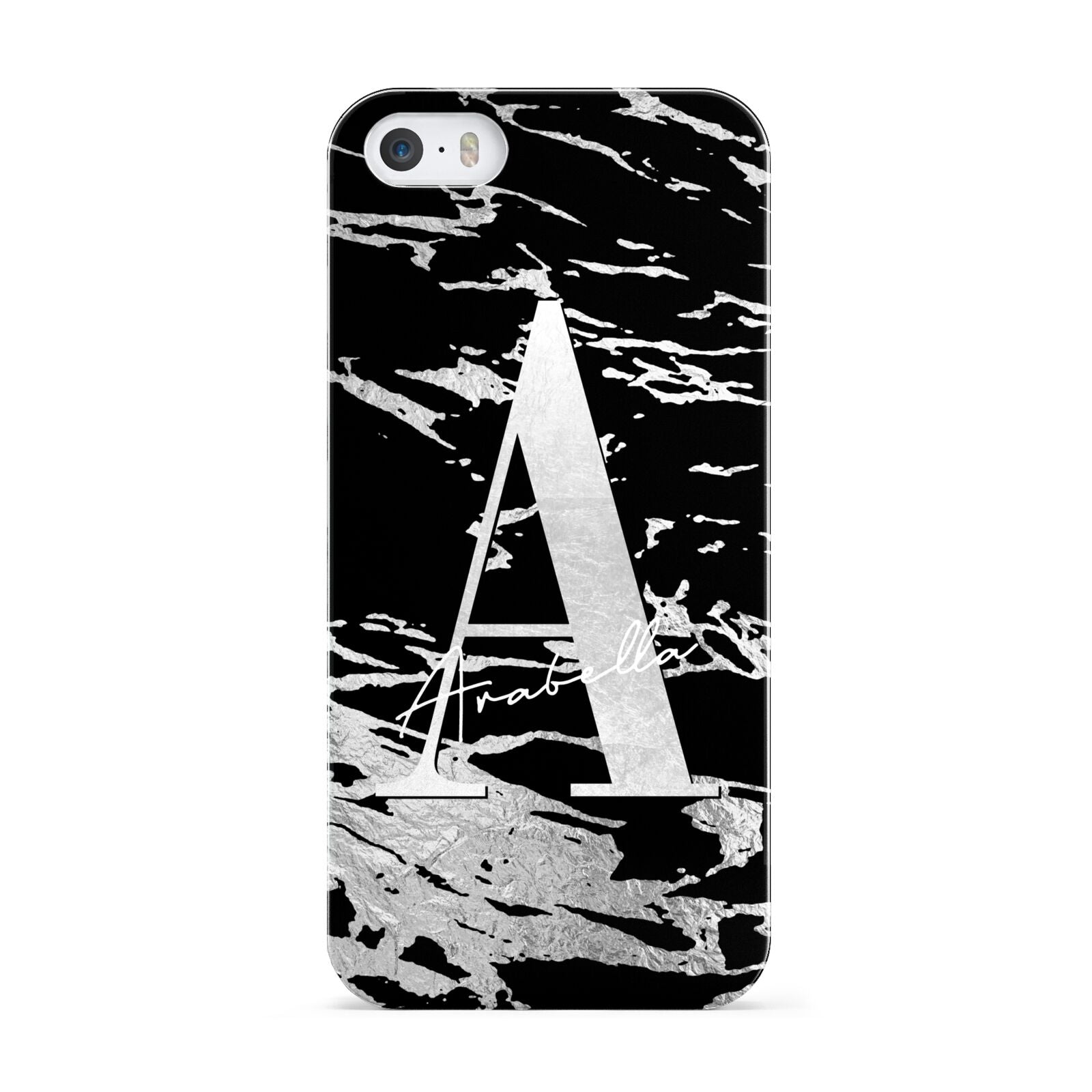 Personalised Black Silver Initial Apple iPhone 5 Case