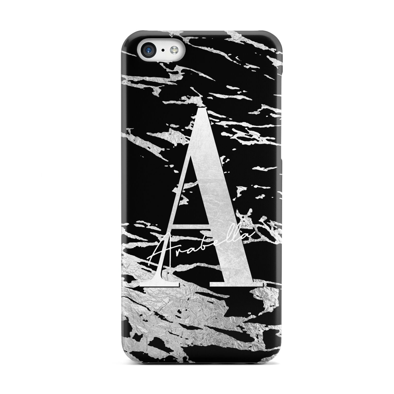Personalised Black Silver Initial Apple iPhone 5c Case