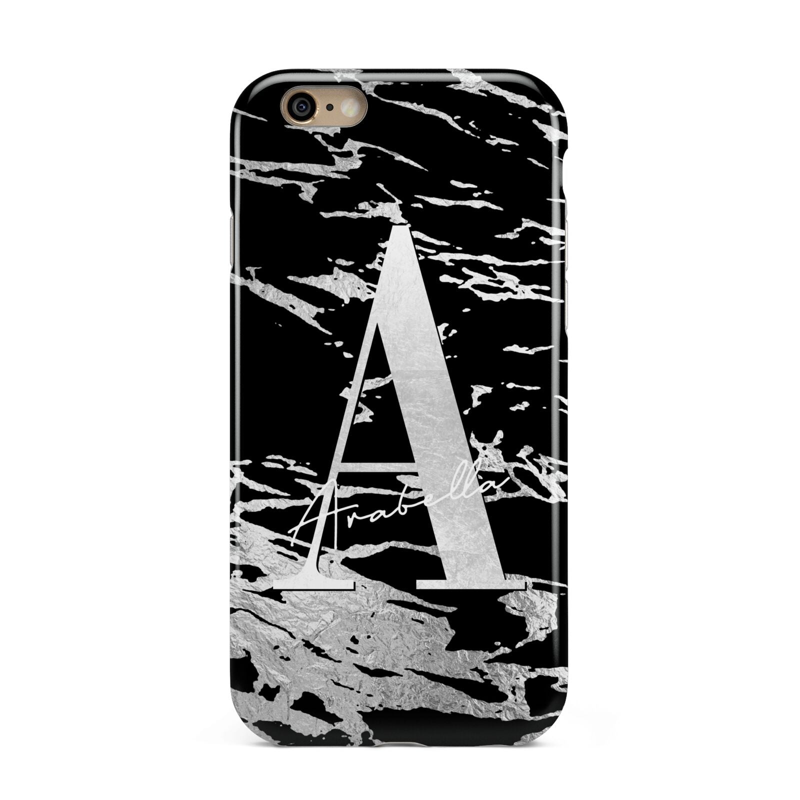 Personalised Black Silver Initial Apple iPhone 6 3D Tough Case