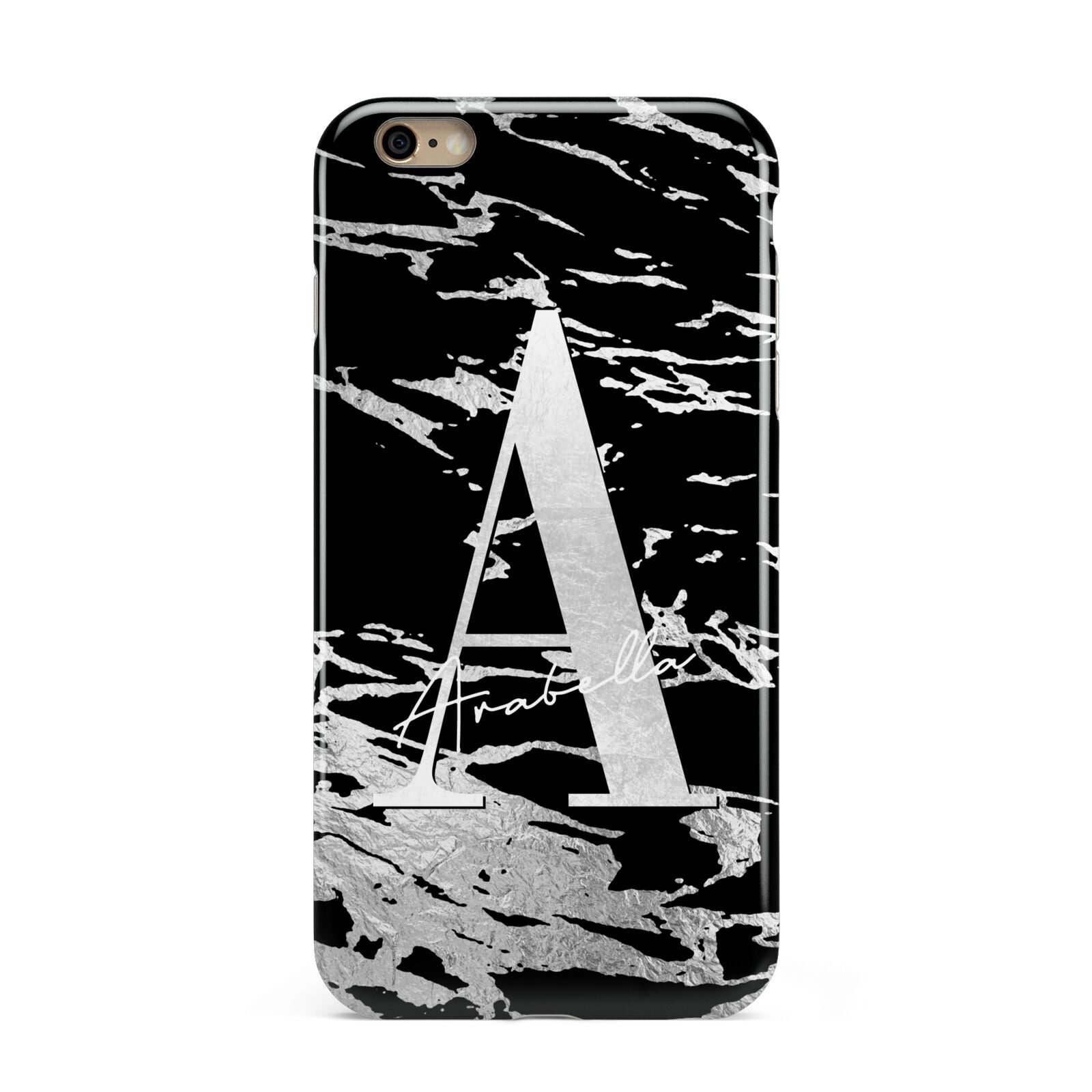 Personalised Black Silver Initial Apple iPhone 6 Plus 3D Tough Case