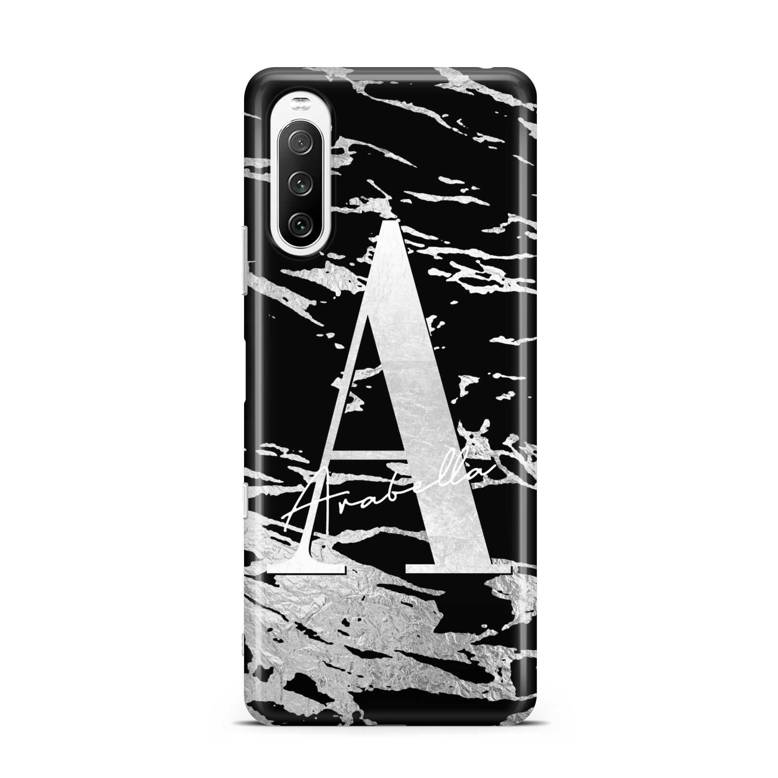 Personalised Black Silver Initial Sony Xperia 10 III Case