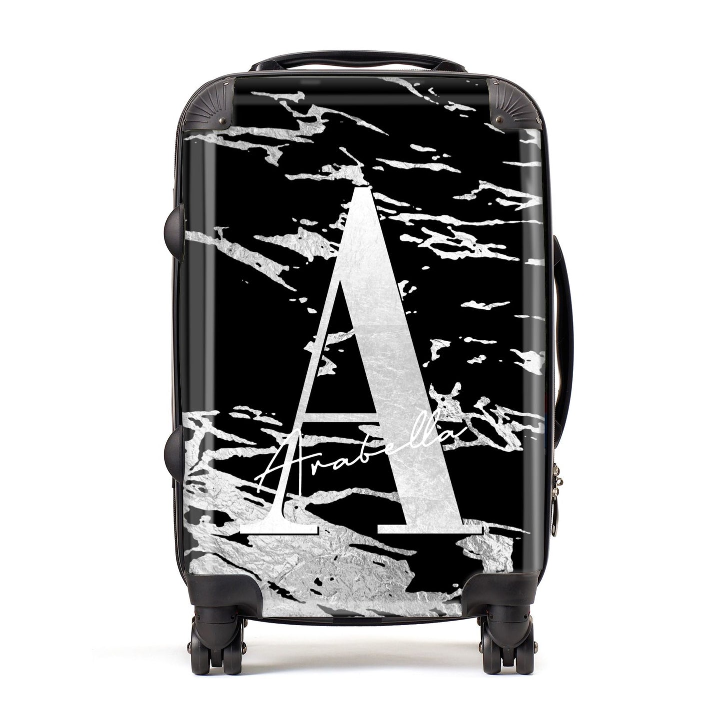 Personalised Black Silver Initial Suitcase