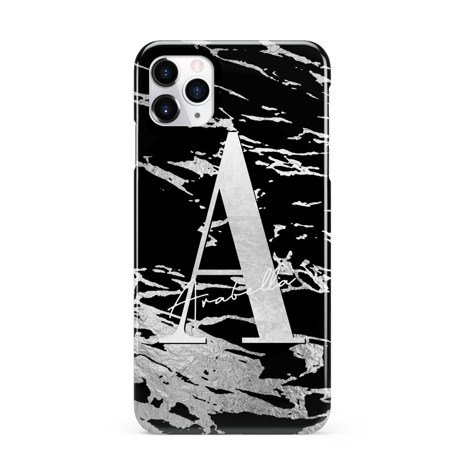 Personalised Black Silver Initial iPhone 11 Pro Max 3D Snap Case