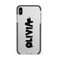 Personalised Black Slime Text Apple iPhone Xs Max Impact Case Black Edge on Silver Phone