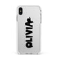 Personalised Black Slime Text Apple iPhone Xs Max Impact Case White Edge on Silver Phone