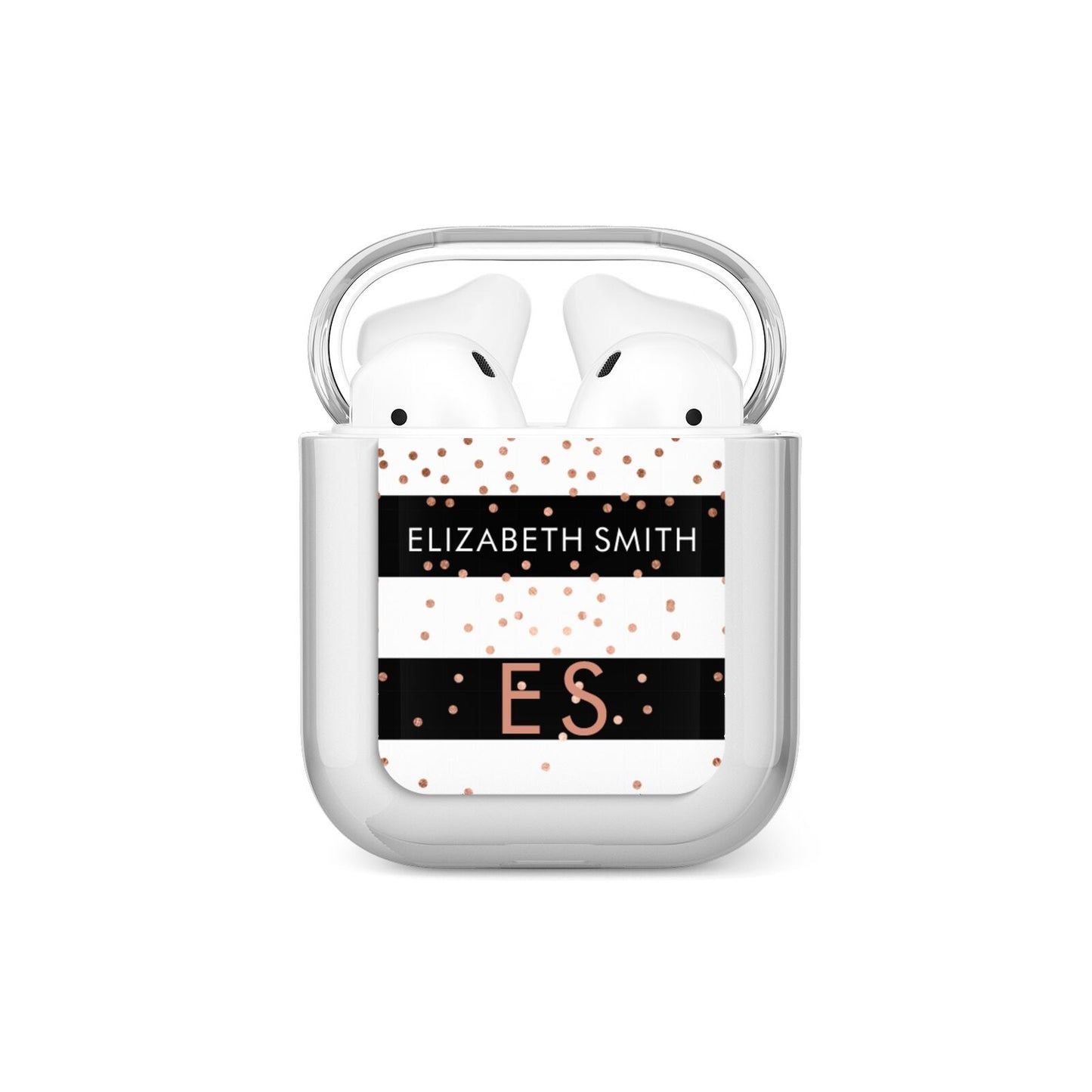 Personalised Black Striped Name Initials AirPods Case