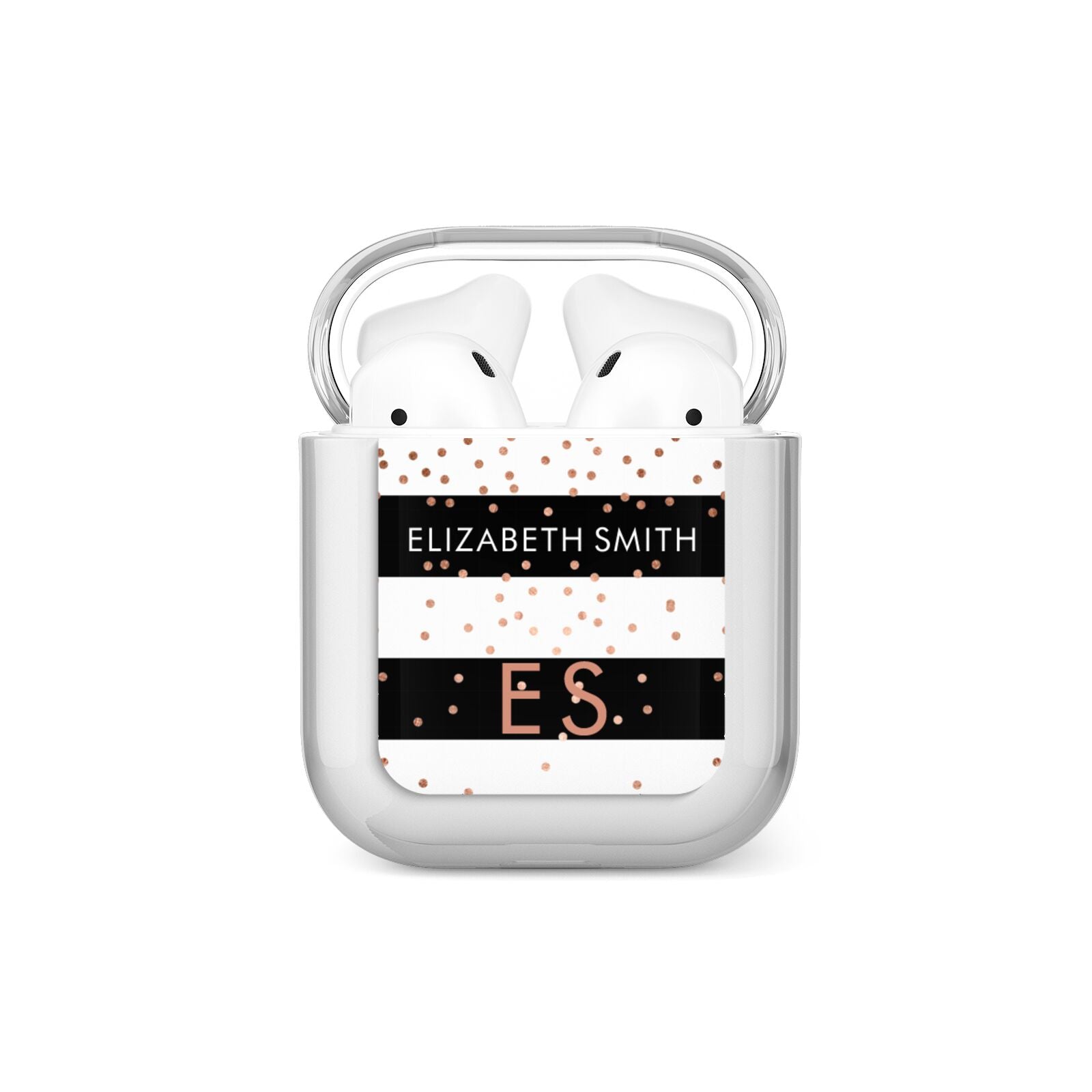 Personalised Black Striped Name Initials AirPods Case