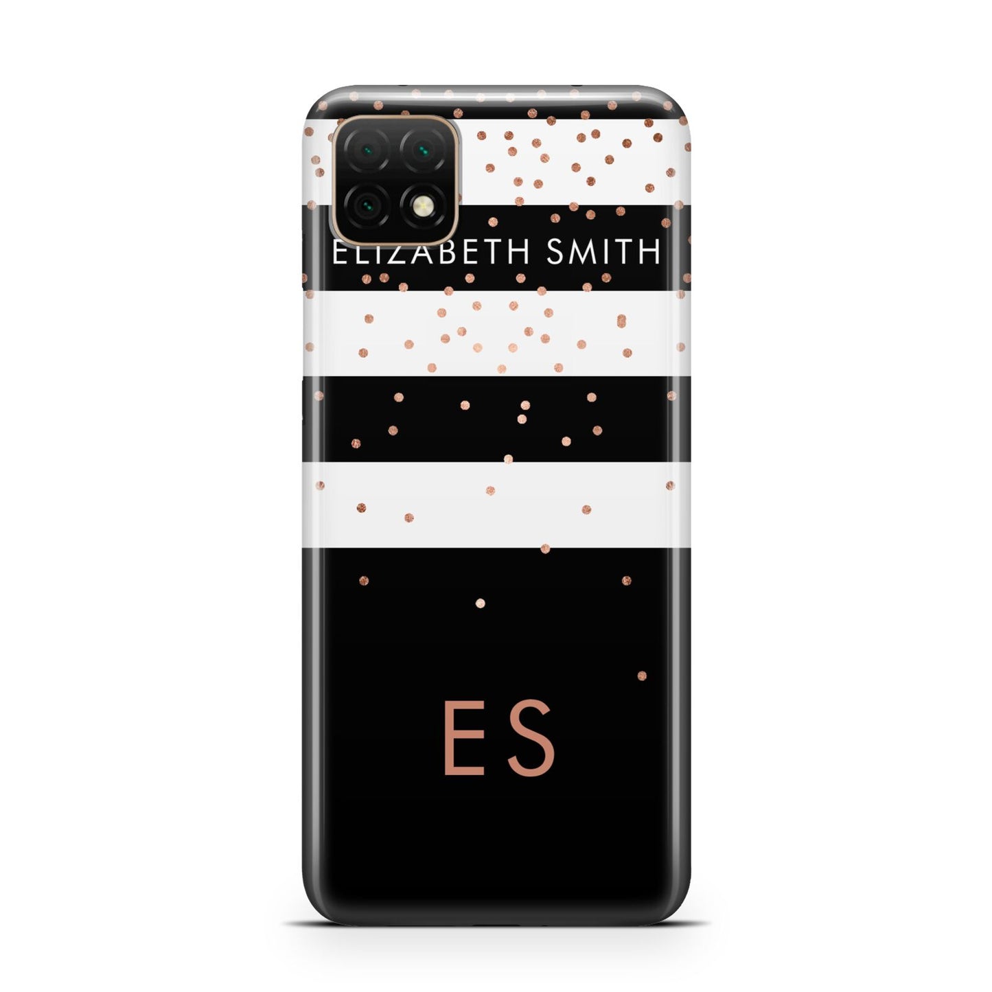 Personalised Black Striped Name Initials Huawei Enjoy 20 Phone Case