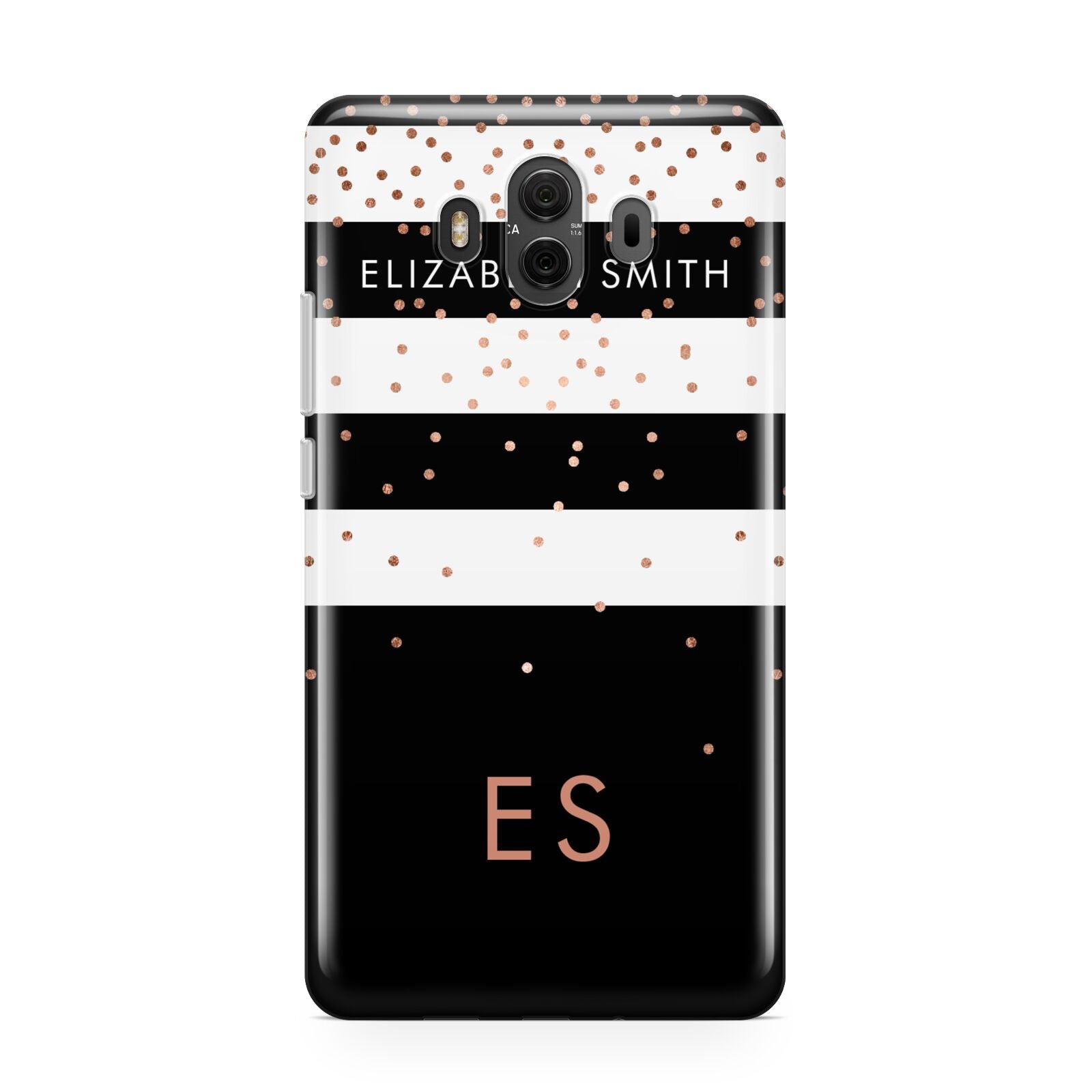 Personalised Black Striped Name Initials Huawei Mate 10 Protective Phone Case