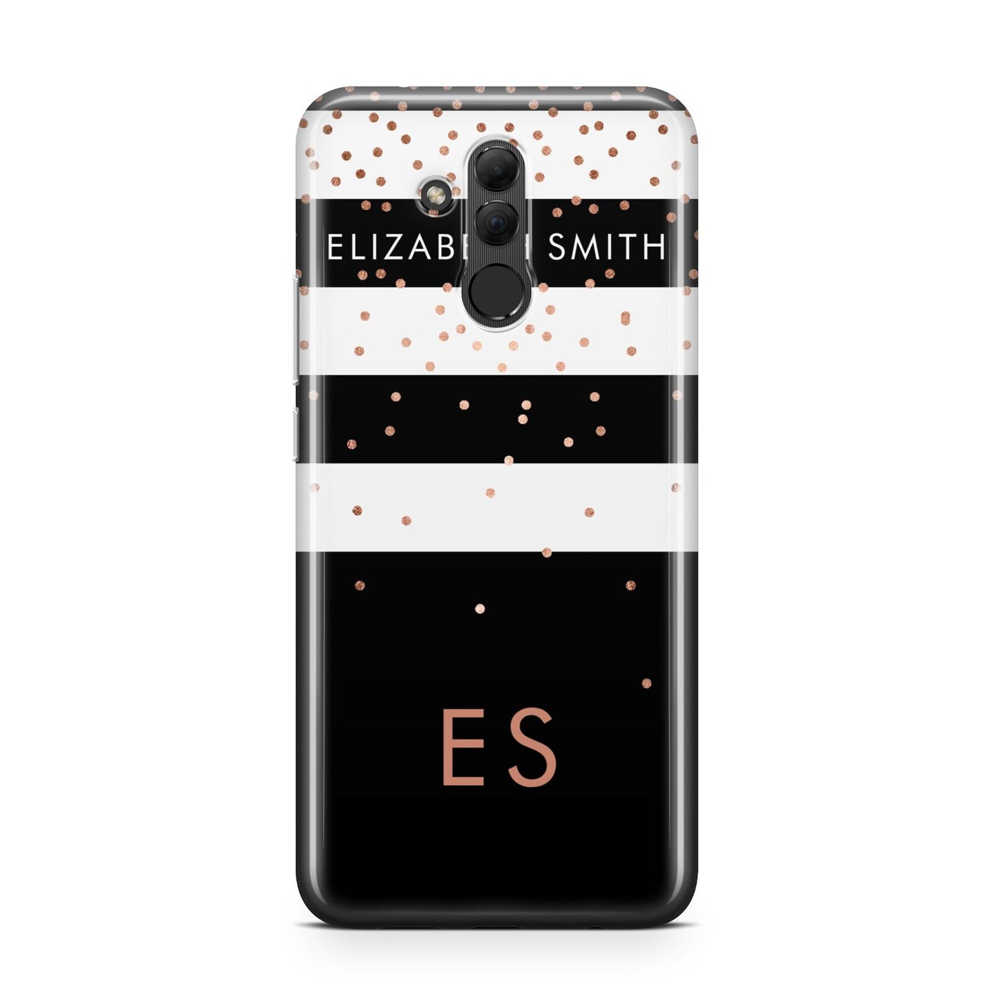Personalised Black Striped Name Initials Huawei Mate 20 Lite
