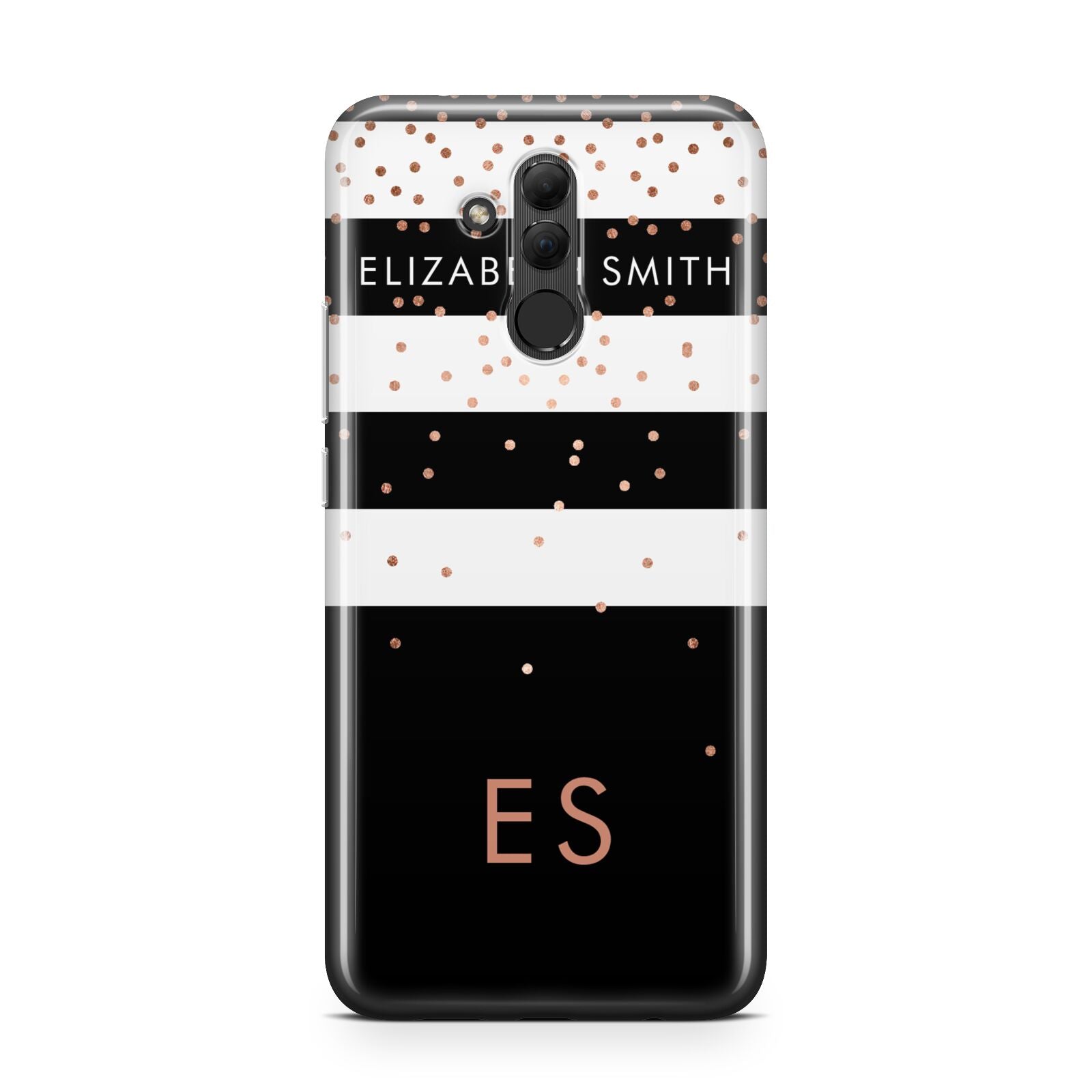Personalised Black Striped Name Initials Huawei Mate 20 Lite