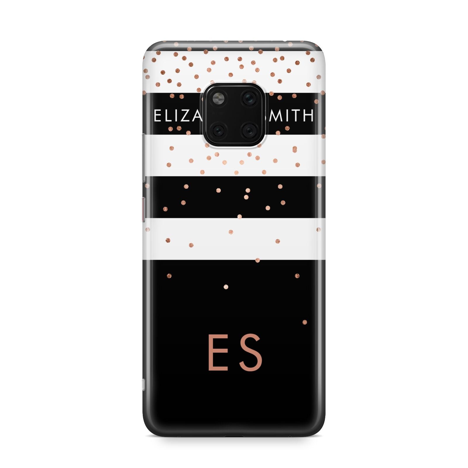 Personalised Black Striped Name Initials Huawei Mate 20 Pro Phone Case