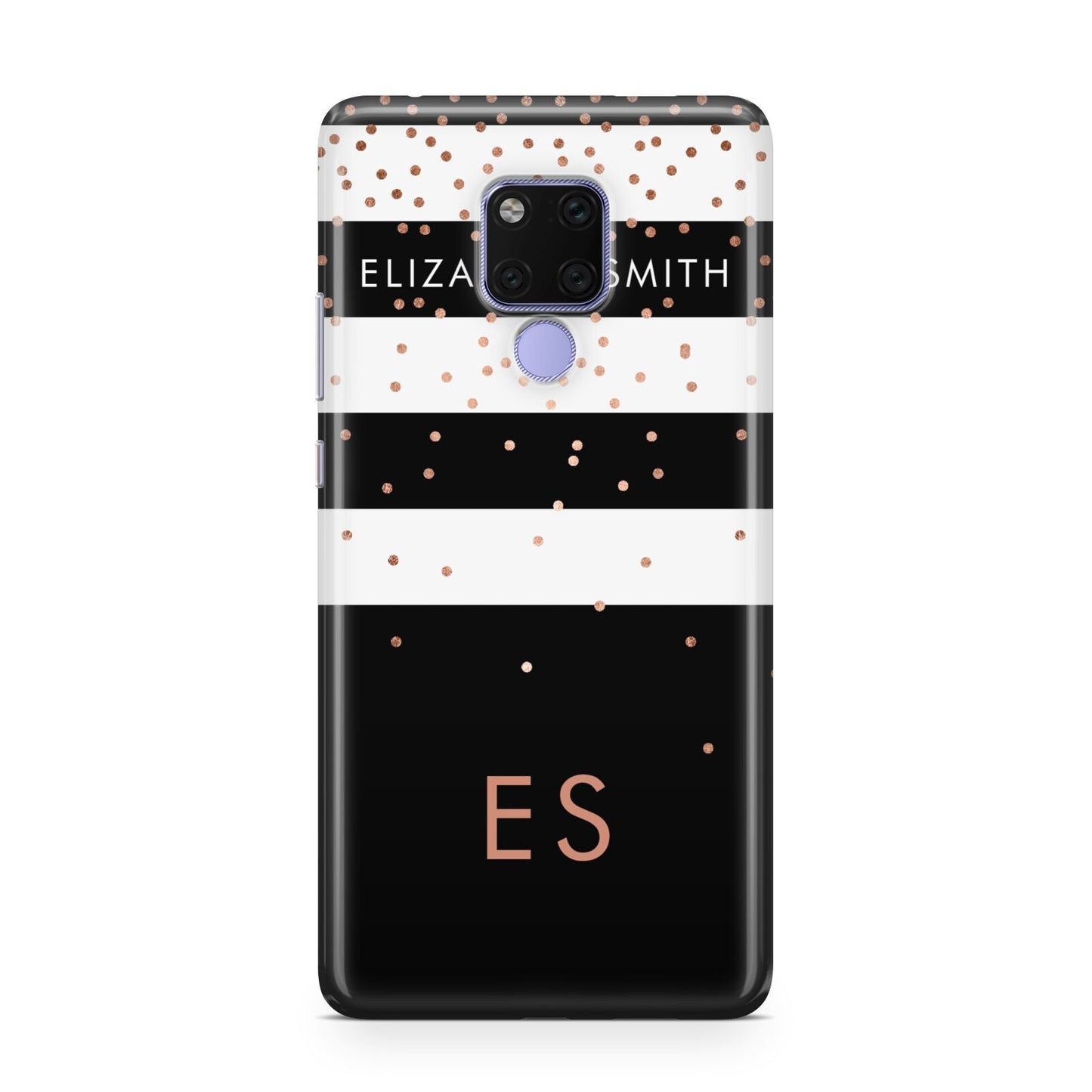 Personalised Black Striped Name Initials Huawei Mate 20X Phone Case