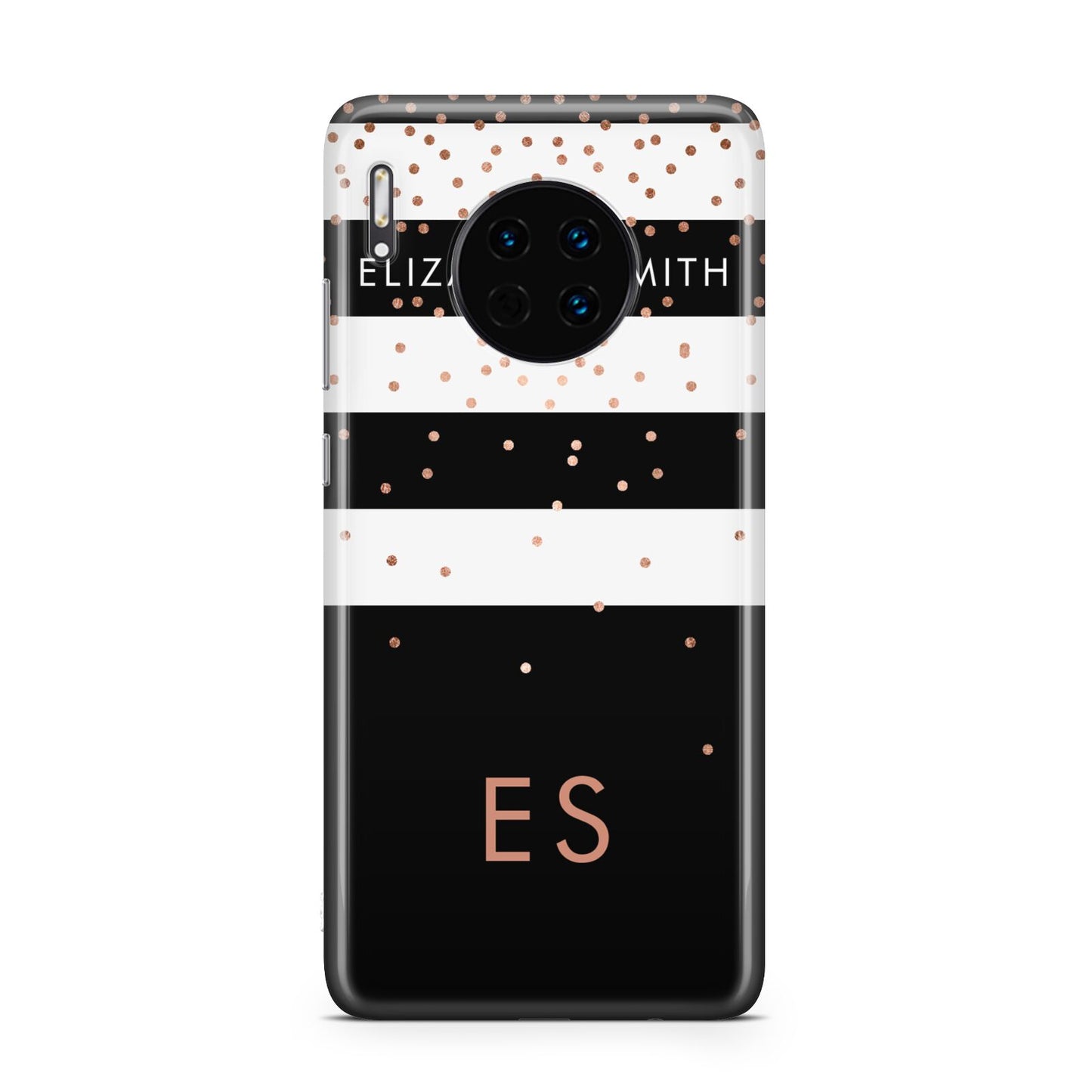 Personalised Black Striped Name Initials Huawei Mate 30