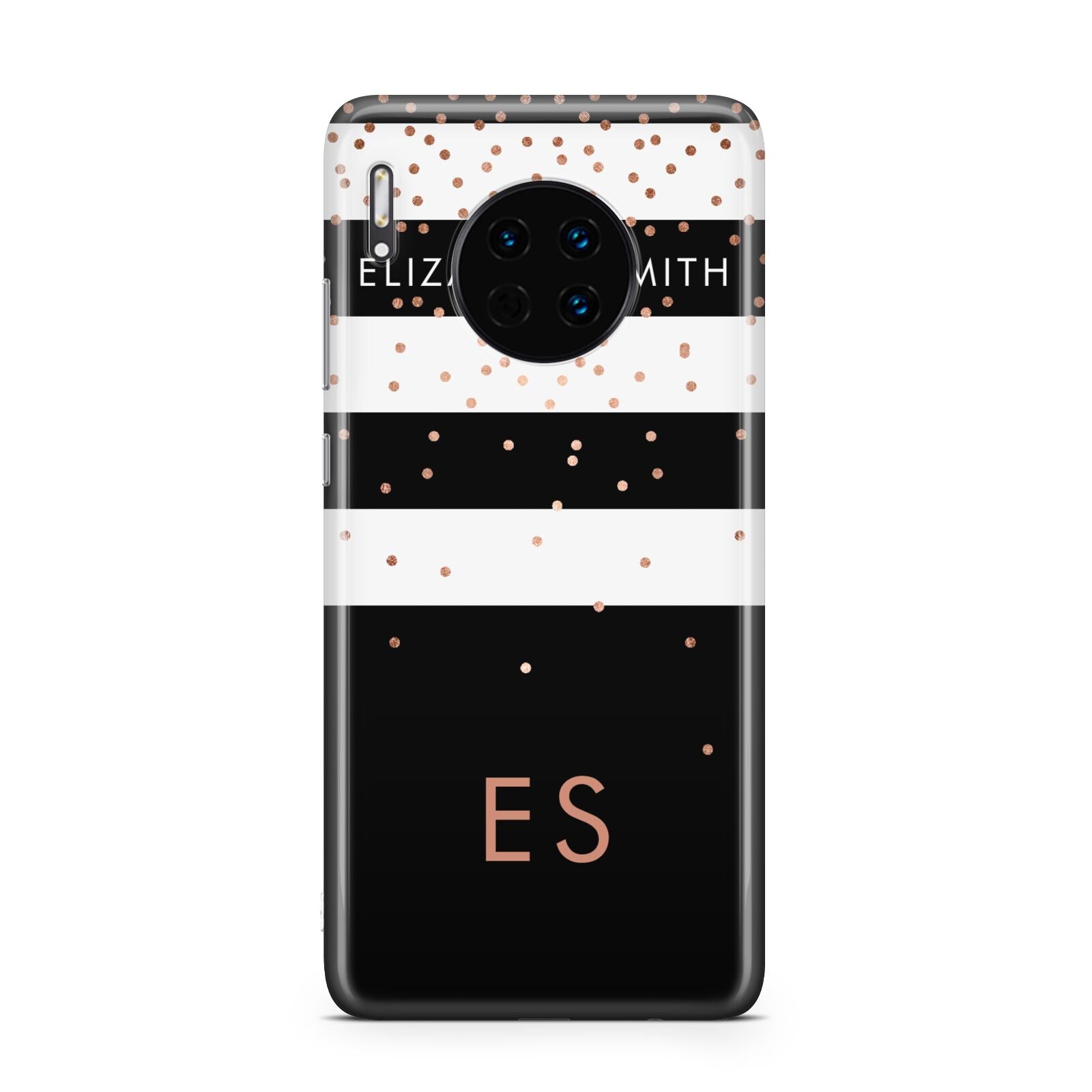 Personalised Black Striped Name Initials Huawei Mate 30