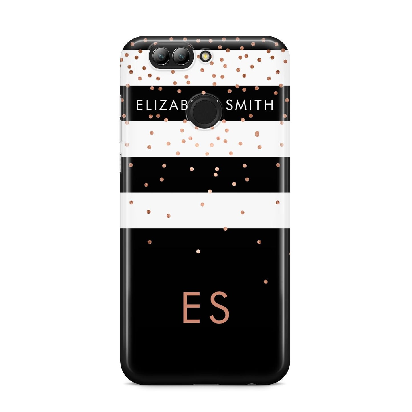 Personalised Black Striped Name Initials Huawei Nova 2s Phone Case