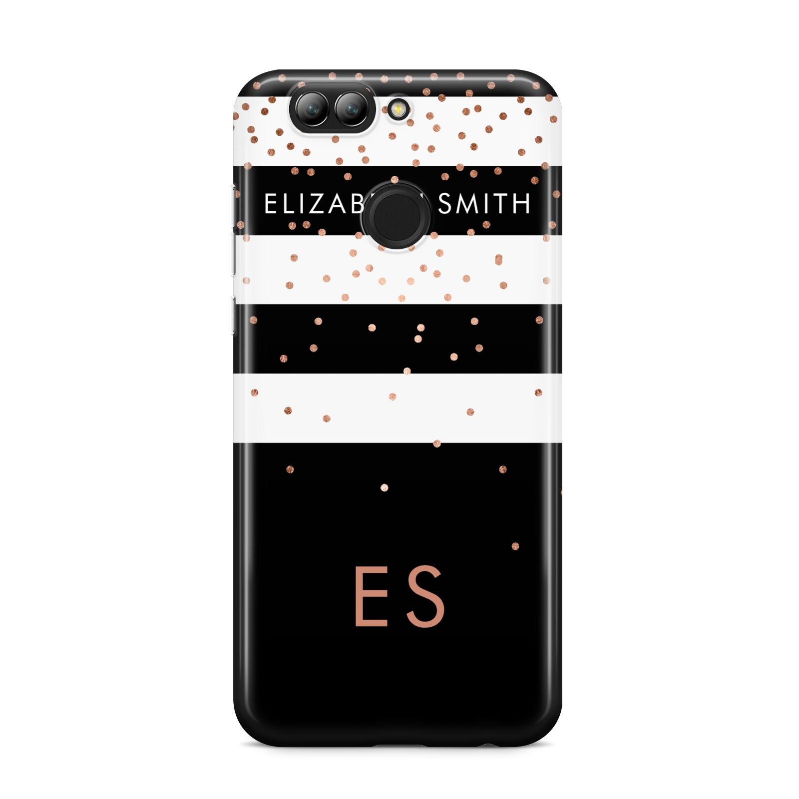 Personalised Black Striped Name Initials Huawei Nova 2s Phone Case