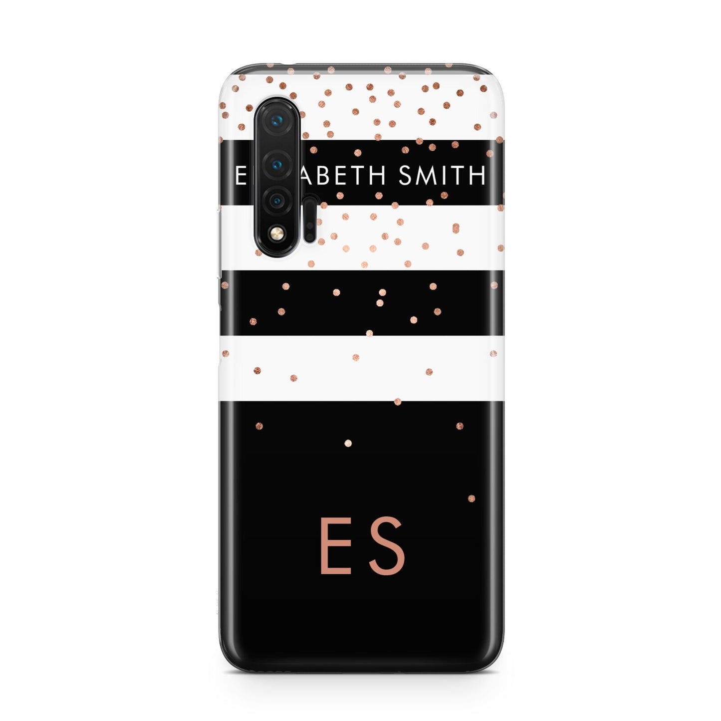 Personalised Black Striped Name Initials Huawei Nova 6 Phone Case