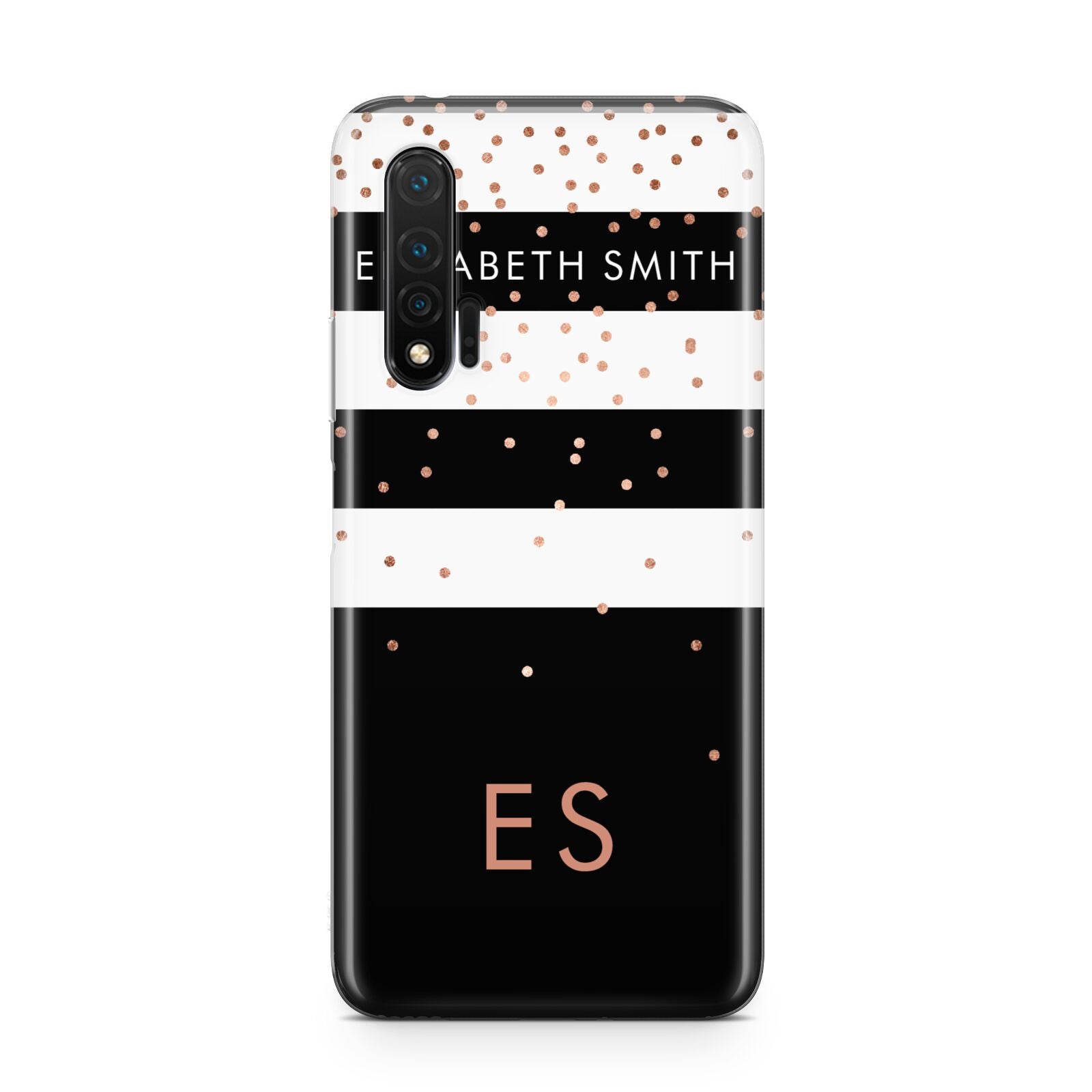 Personalised Black Striped Name Initials Huawei Nova 6 Phone Case
