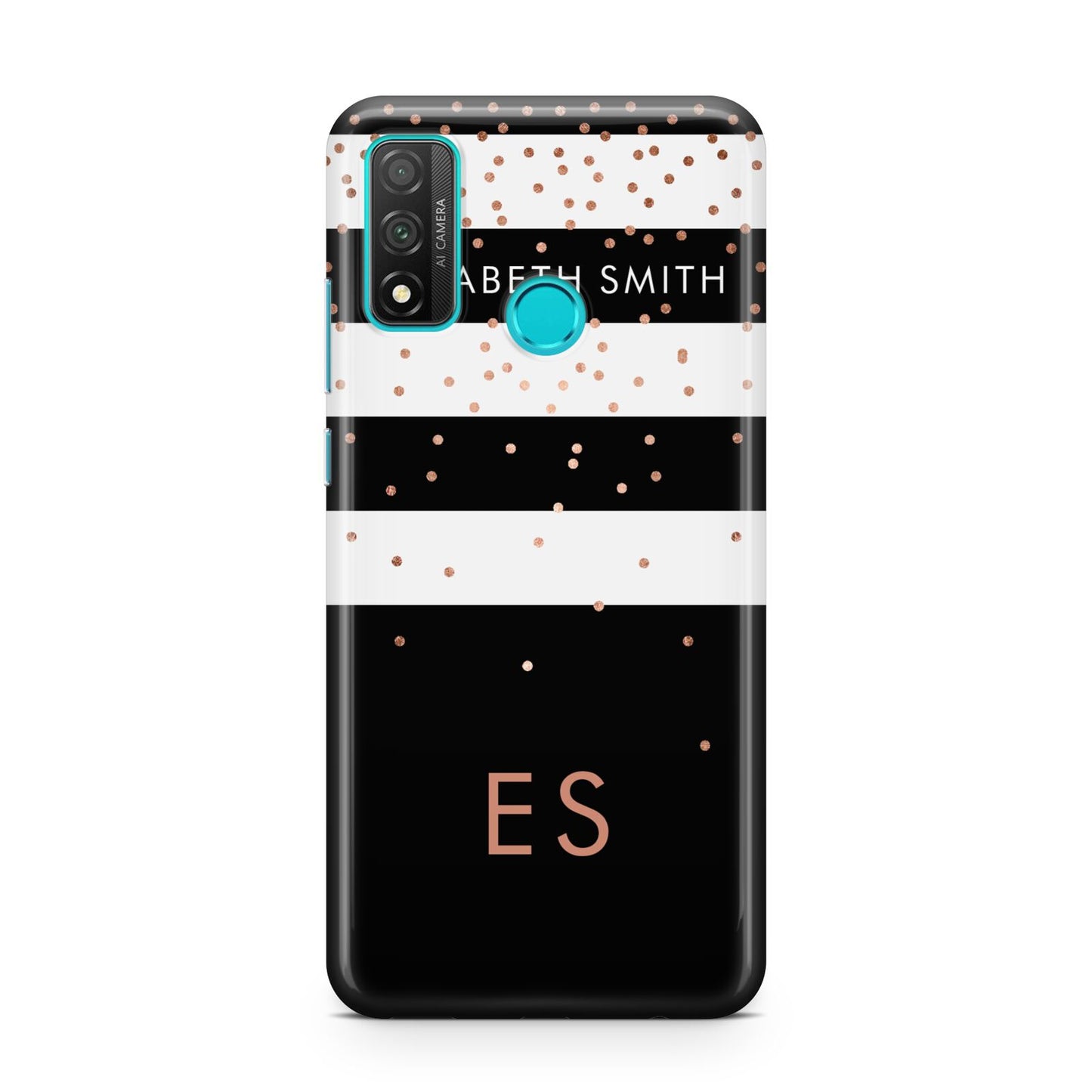 Personalised Black Striped Name Initials Huawei P Smart 2020