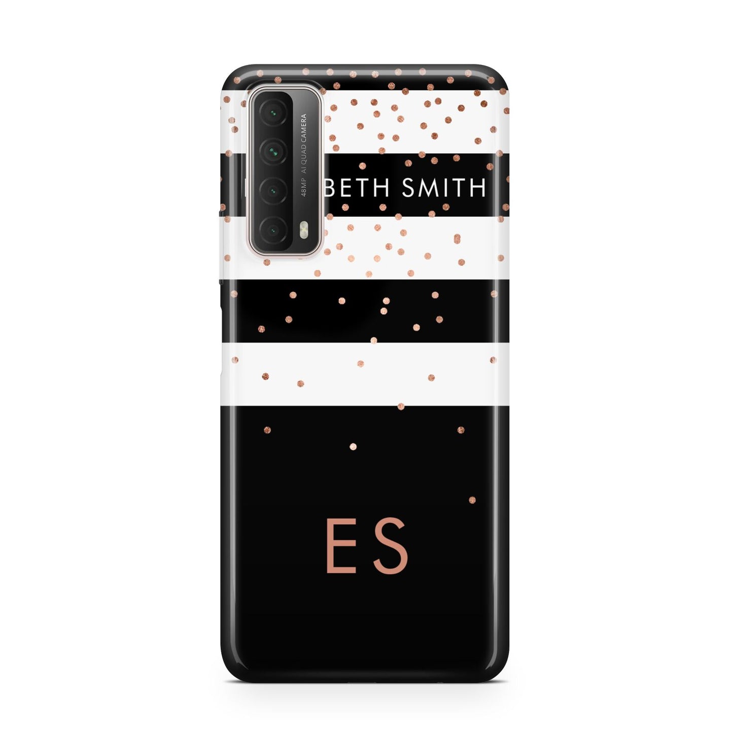 Personalised Black Striped Name Initials Huawei P Smart 2021