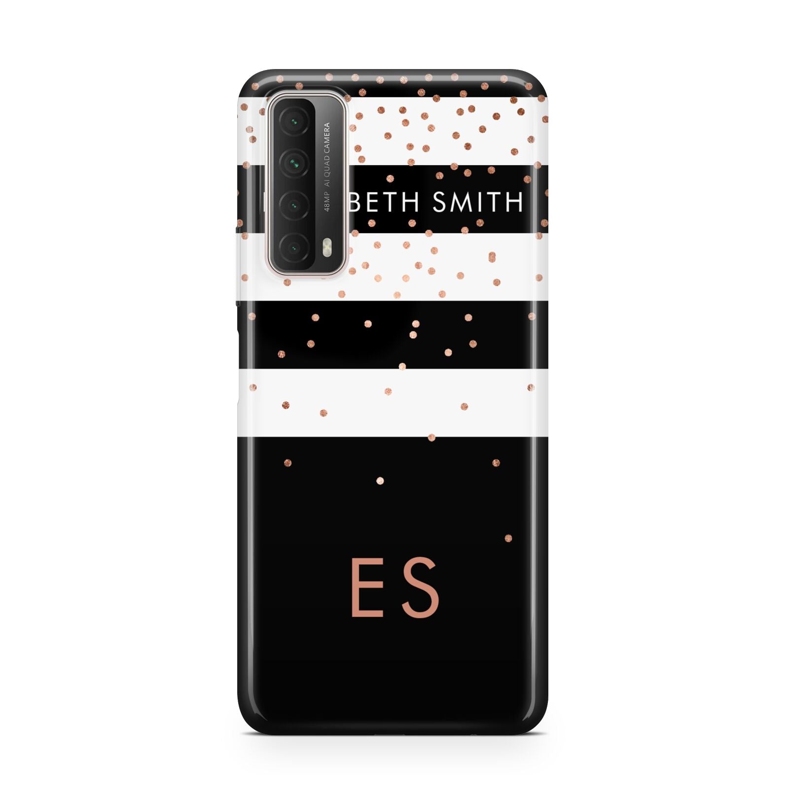 Personalised Black Striped Name Initials Huawei P Smart 2021