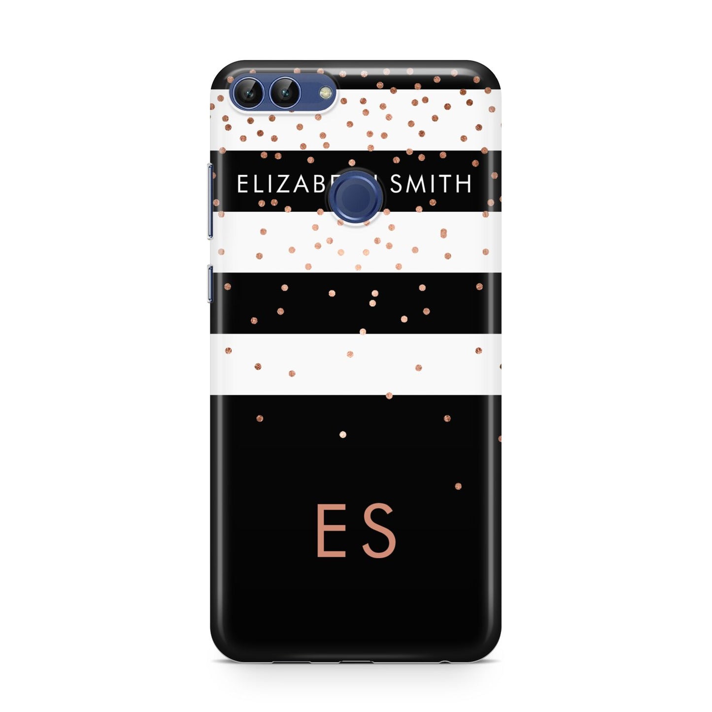 Personalised Black Striped Name Initials Huawei P Smart Case