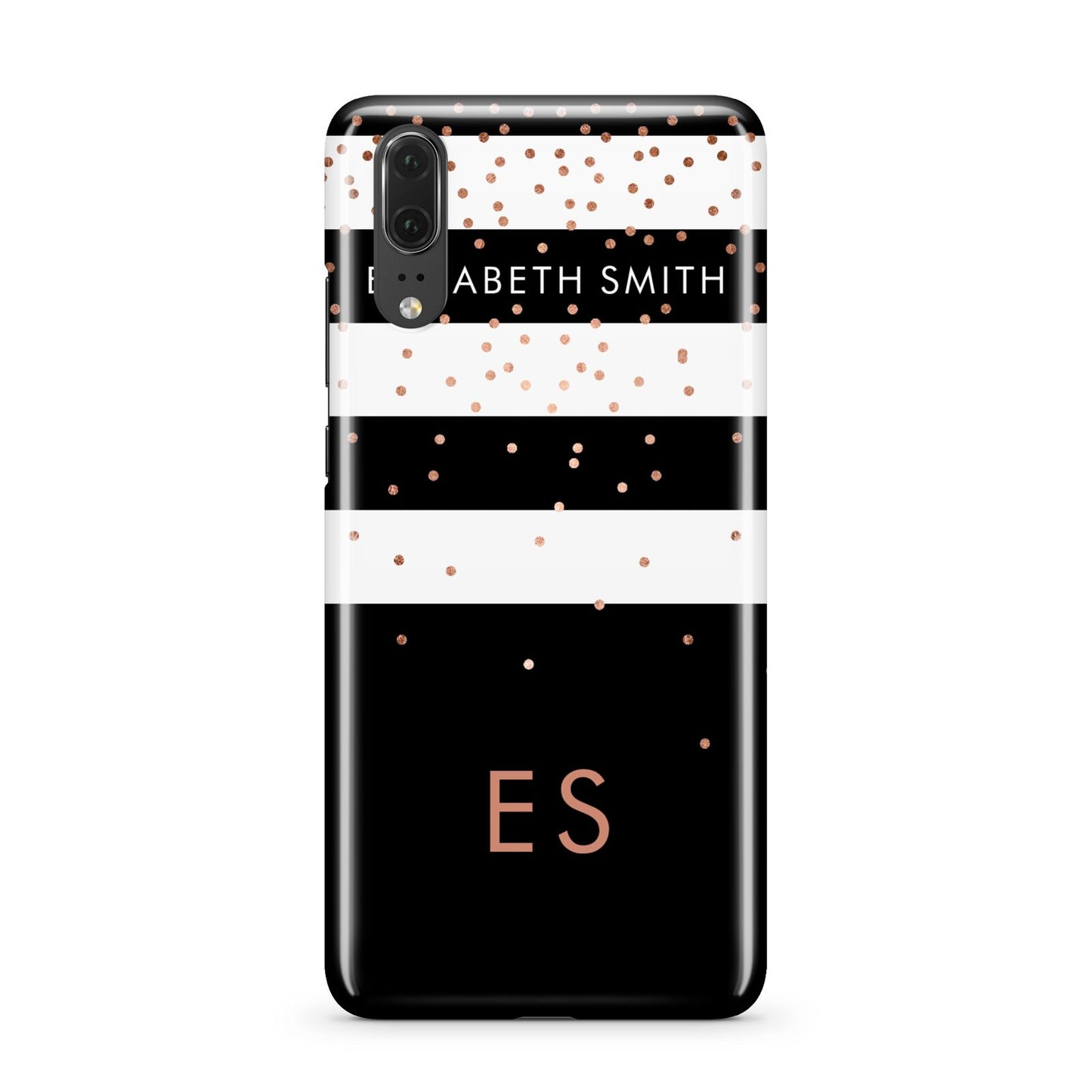 Personalised Black Striped Name Initials Huawei P20 Phone Case