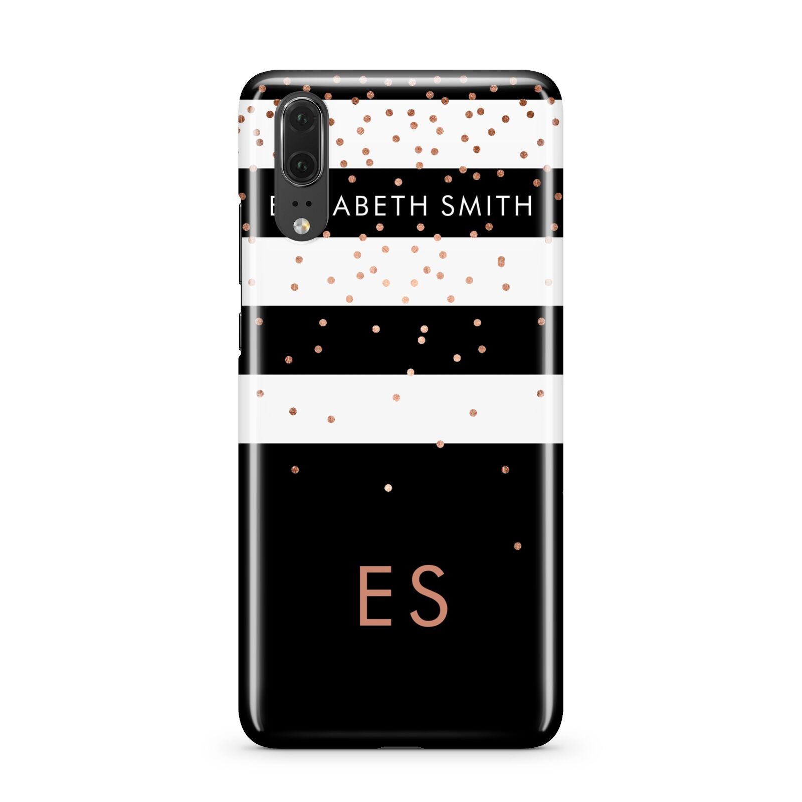 Personalised Black Striped Name Initials Huawei P20 Phone Case