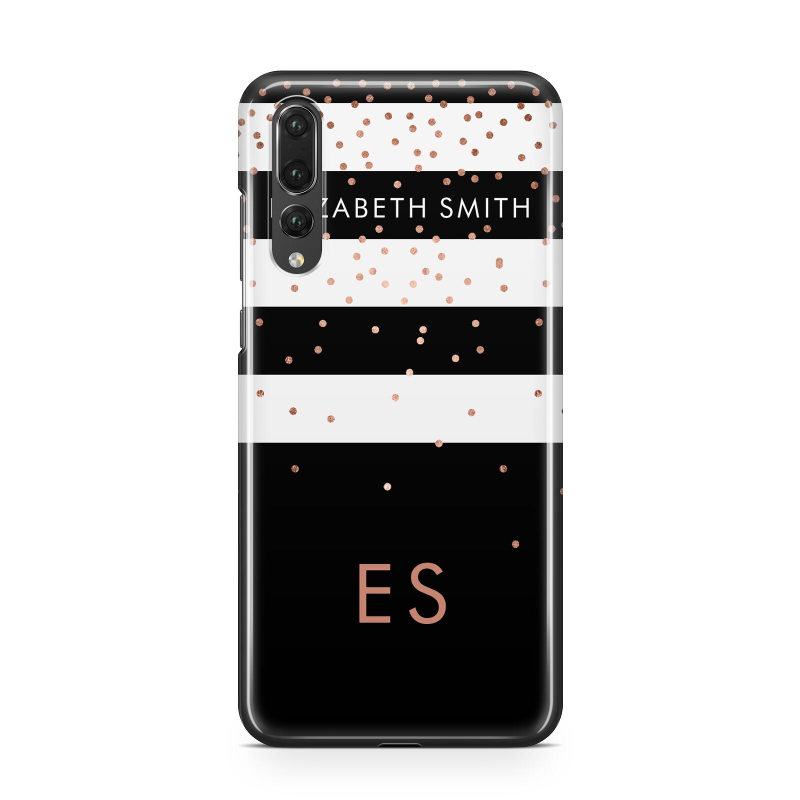 Personalised Black Striped Name Initials Huawei P20 Pro Phone Case