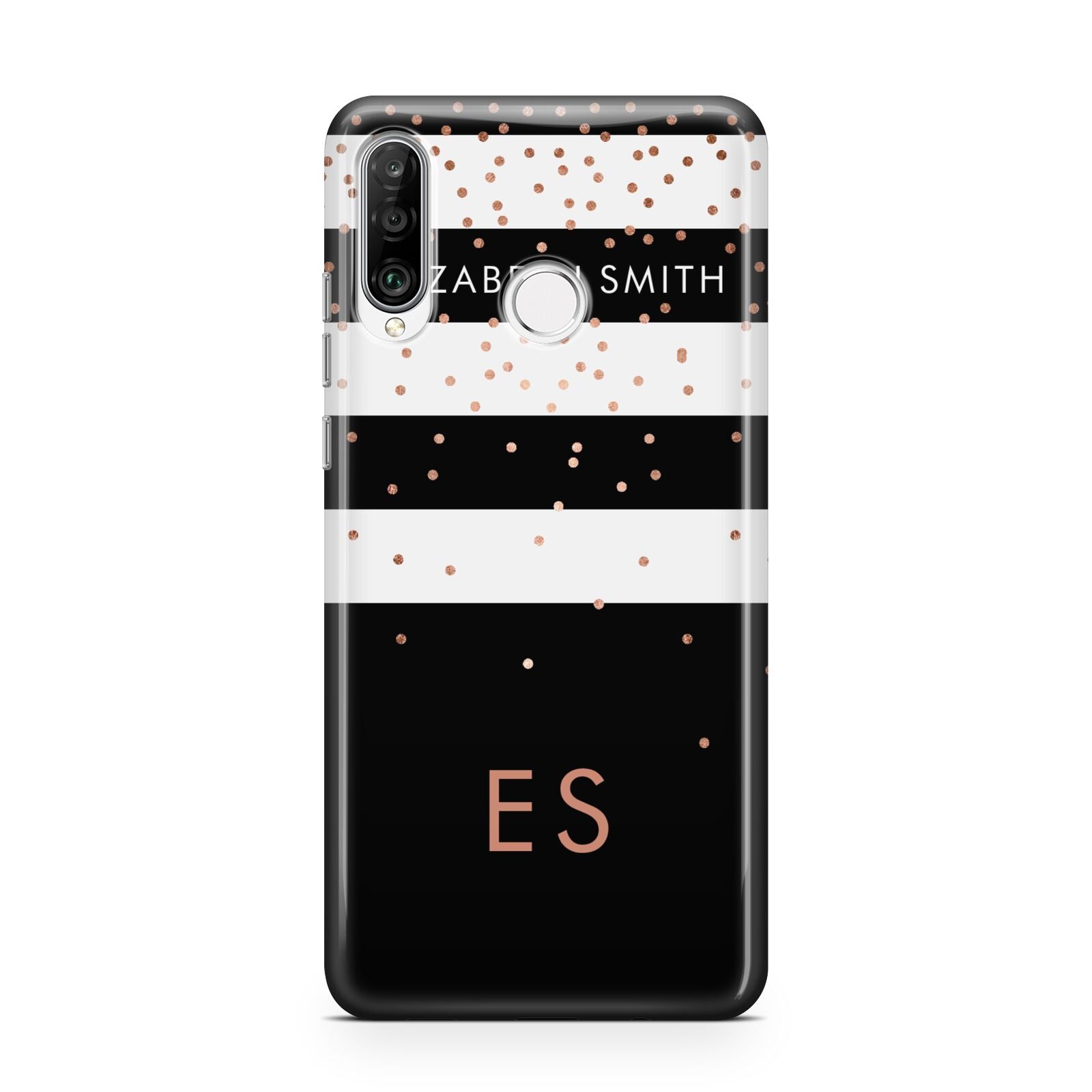 Personalised Black Striped Name Initials Huawei P30 Lite Phone Case