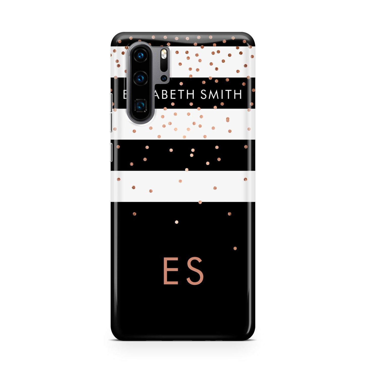 Personalised Black Striped Name Initials Huawei P30 Pro Phone Case