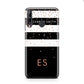 Personalised Black Striped Name Initials Huawei P40 Lite E Phone Case