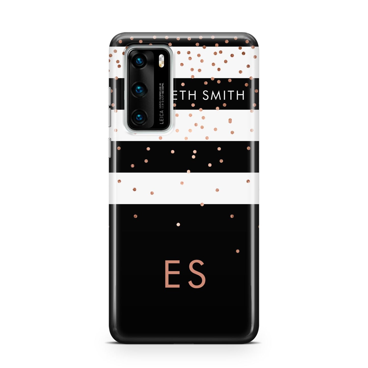 Personalised Black Striped Name Initials Huawei P40 Phone Case
