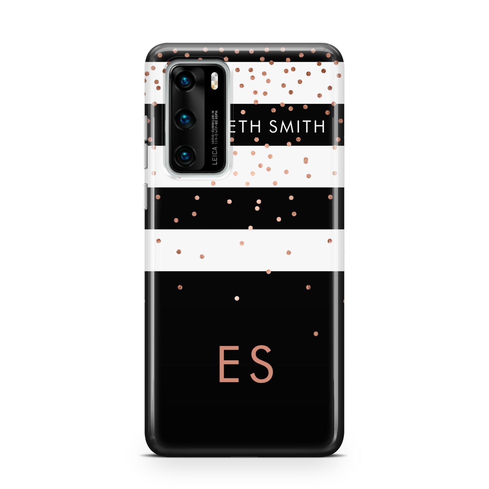 Personalised Black Striped Name Initials Huawei P40 Phone Case