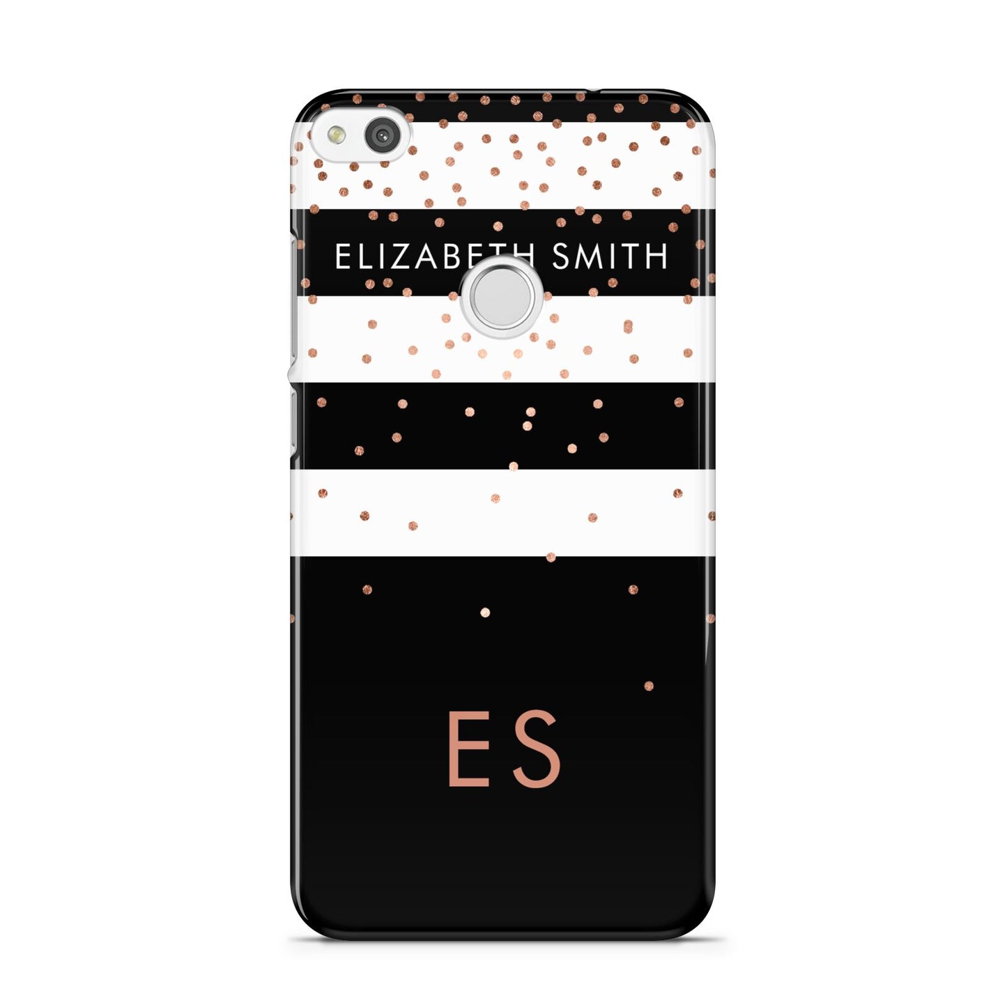 Personalised Black Striped Name Initials Huawei P8 Lite Case
