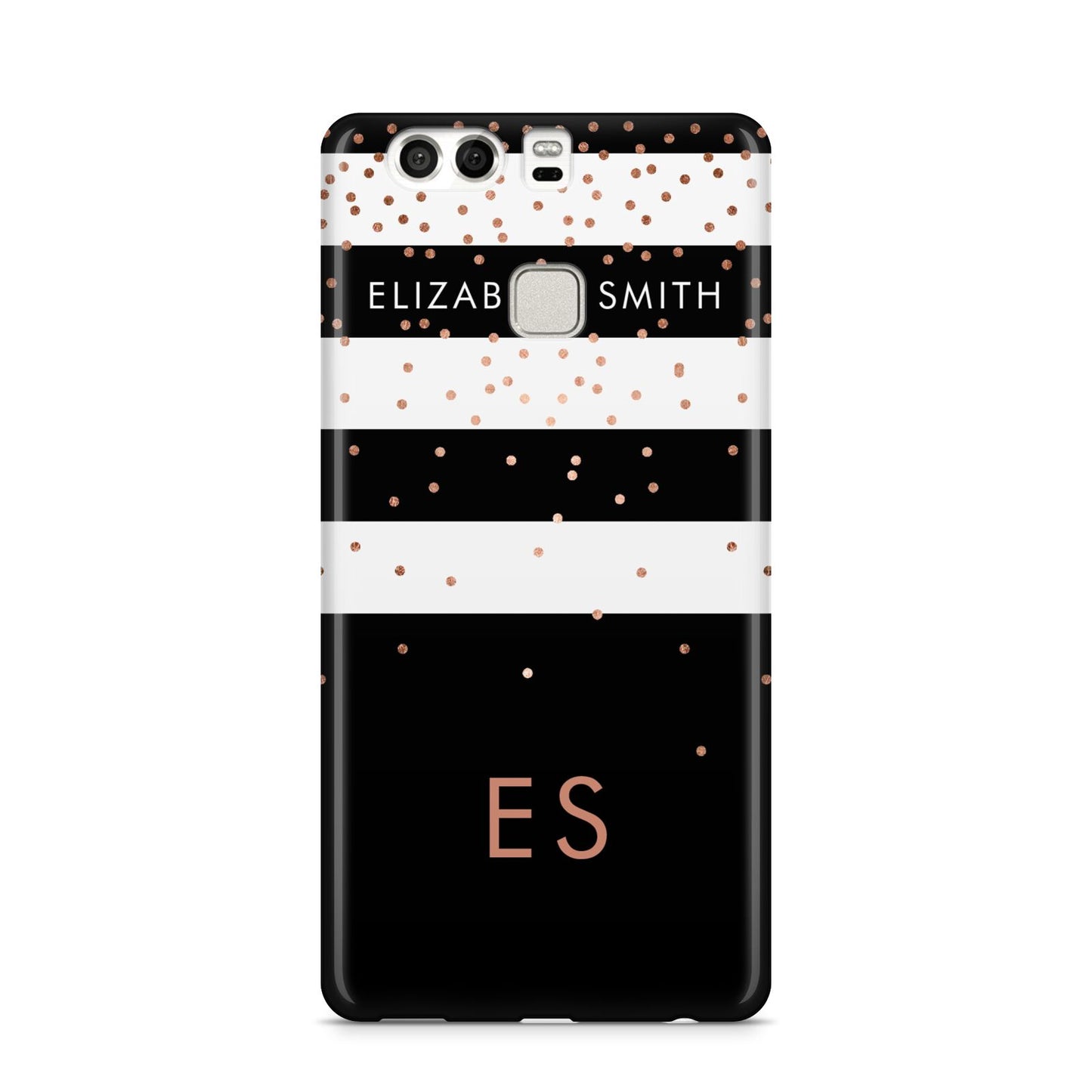 Personalised Black Striped Name Initials Huawei P9 Case