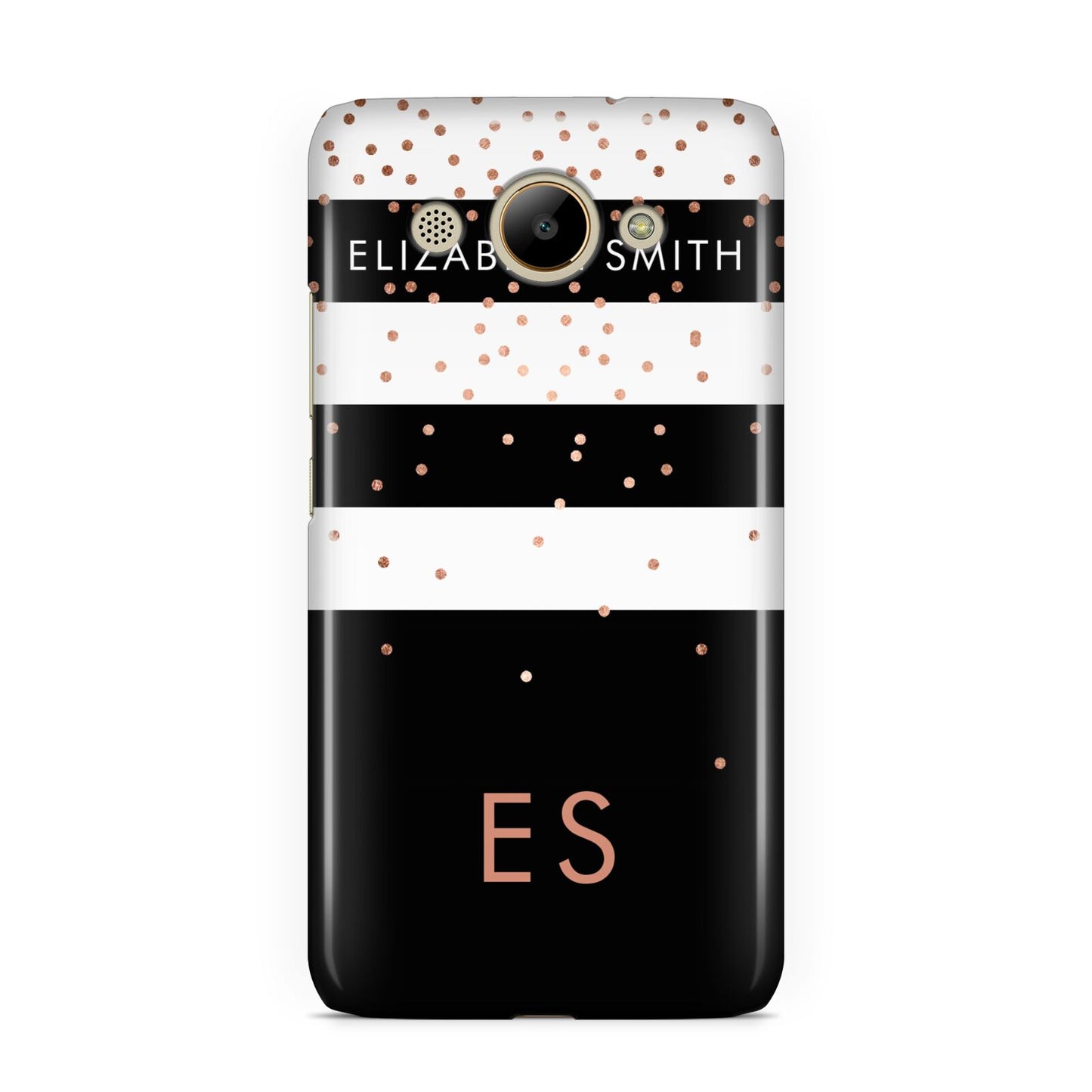 Personalised Black Striped Name Initials Huawei Y3 2017
